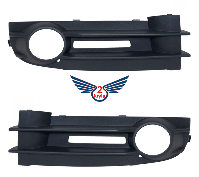 Решетка в бампер VW Caddy 2004-2010 (Под противотуманные фары)